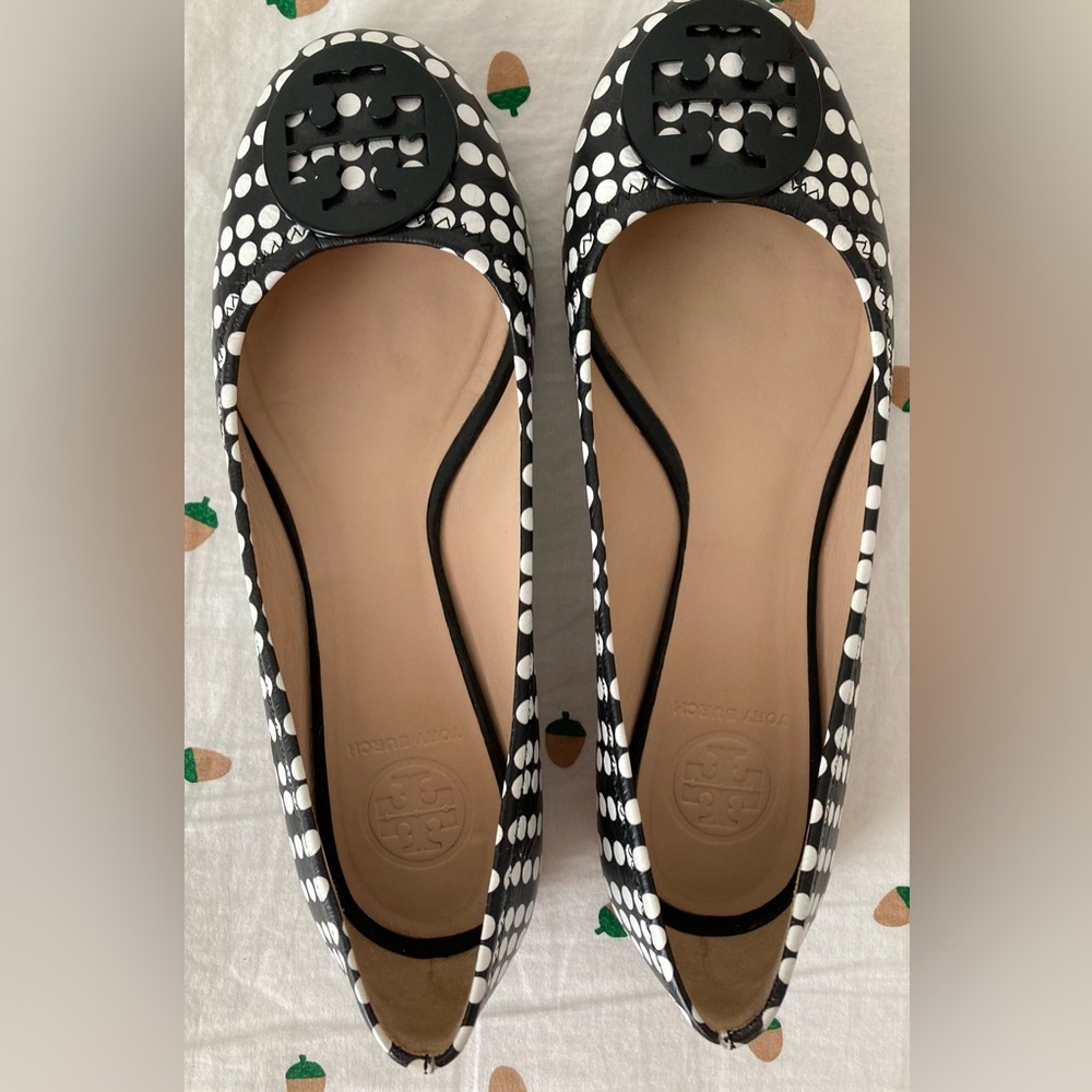 Tory Burch Black and White Polka Dot Flats